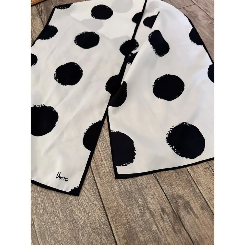 Vera Neuman Women's Black White Polka Dots Rectangle Scarf